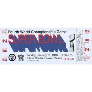   10m Super Bowl IV Ticket Rep. Kansas City Chiefs & Minnesota Vikings