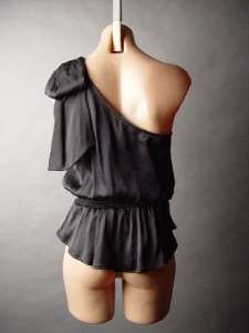   Bow One Shoulder Cocktail Party Evening Blouson Top Blouse S  