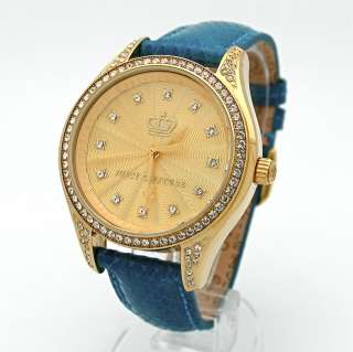 Juicy Couture Lively Crystal Gold Blue Turquoise Ladies Watch 1900741 
