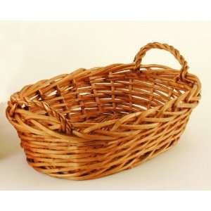 17.5 inch Oval Stained Thick Craved Willow Decorative Baskets with 