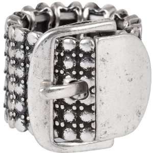  Trendy Burnished Silver Tone Buckle Ring Stretches to fit 