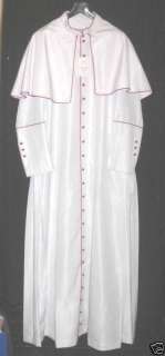 New Vestment White Cassock Purple Cord Buttons Cape 40 42 chest 