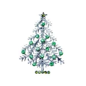  Erinite Crystal Silver Tone Christmas Tree Holiday Festive 