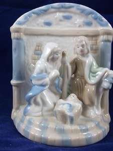   Holy Family Figurine Porcelain Mary Joseph & Jesus in Stable 4.5 Tall