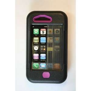   3gs Case Black Purple Accents Soft Elastomer Inner Lining Hard Outer