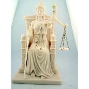  Seated Lady Justice Statue with Chained Scales and Sword 8 