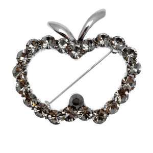  Acosta   Shadow Grey Crystal Apple Brooch Jewelry