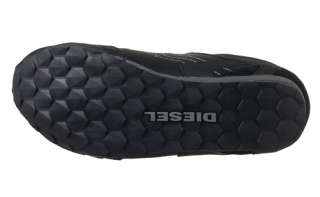 Diesel Mens Shoes Eagle Loop On Black Leather Slip On Sneakers T8013 
