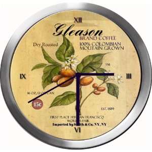   GLEASON 14 Inch Coffee Metal Clock Quartz Movement