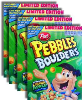 NEW Post 4 PEBBLES BOULDERS Cereal Box█ fruity cocoa  