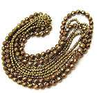 Vintage Necklace DEMARIO Dark Bronze Glass Multi Strand Fall Autumn 