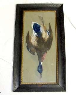 Antique VICTORIAN First Kill Dead DUCKS Hunting Painting Vintage 