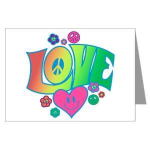  Greeting Card Love Peace Symbols Hearts and Flowers 