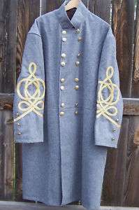 Civil war reenactor confederate frock coat braids 50  