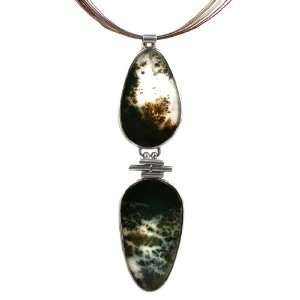 Moss Agate and Sterling Silver One of a Kind Sign of an Angel Pendant 