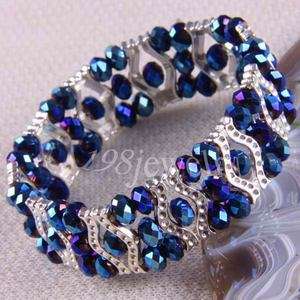 Dark Blue Swarovski Crystal beads Bracelet TH701  
