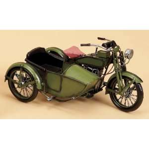  11 Antique Motorcycle With Sidecar Metal Replica