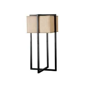   Table Lamp In Oil Rubbed Bronze Finish With a Light Gold Square Shade