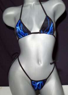 Spring Break side tie thong bikini BLUE LIGHTNING  