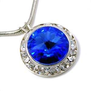  Framed Swarovski Blue Crystal Necklace 
