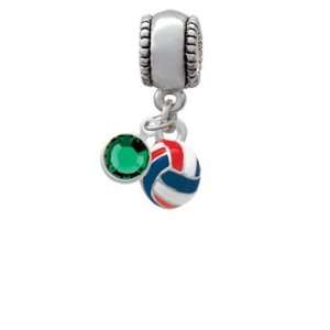   Volleyball European Charm Bead Hanger with Emerald Swar Jewelry