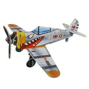  Como Gray Yellow P 40 Warhawk Fighter Model 3D Puzzle Toy 