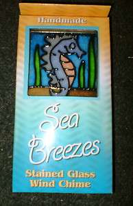 Sea Breezes Stained Glass Mini Wind Chime / Sea Horse  