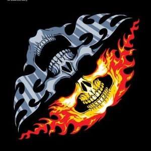  Skull Faces Chrome Fire Biker Bandana measures 21x21 NEW 