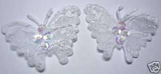 Emb Sequin Beaded Lace Butterfly Appliques x40 Bridal  