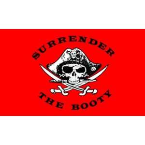   Polyester Red Pirate Surrender The Booty Flag: Patio, Lawn & Garden