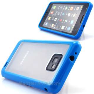 Blue Clear Softgrip Hard Case Gel Cover For Samsung Galaxy S2 Attain 