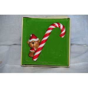   Ornament Santa Bear riding Red/White Candy Cane 