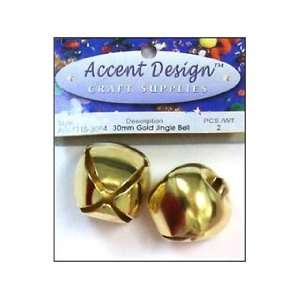  Accent Design Jingle Bell 30mm 2pc Gold: Pet Supplies
