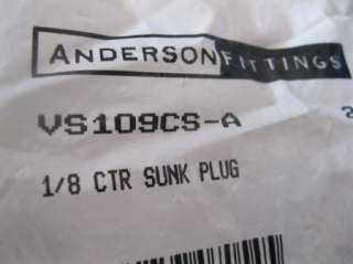 100 ANDERSON FITTINGS SUNK PLUG 1/8 CTR VS109CS A NEW  