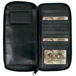 Buxton DOPP Leather ZIPPER PASSPORT CASE Travel Organizer BLACK