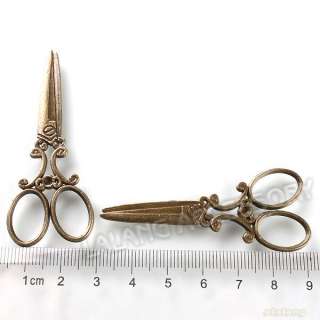 20x Exquisite Antique Bronze Charm Scissors Pendant Fit Necklace 