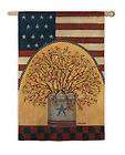 Primitive Americana Patriotic Berries & Crock Lg Flag  