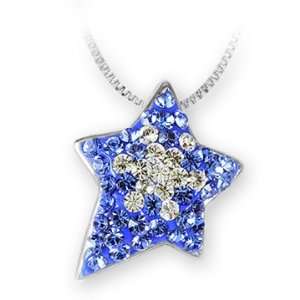 Ashley Arthur .925 Silver & Sapphire Fancy Star Crystal Pendant. Made 