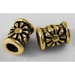  #4723 6.5mm Gold sunflower tube beads Antique Gold Lead 
