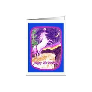  Happy 7th Birthday Starry Night, Purple Unicorn Card 