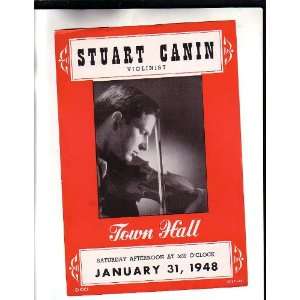  Handbill Stuart Canin Violinist NYC Town Hall 1948 