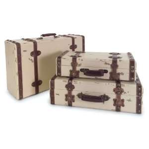   Business 6013 3 Antique Ivory Suitcases   Set of 3