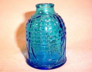 VINTAGE MINIATURE WHEATON BLUE GLASS BOTTLE OLD DOCS CELEBRATED CURE 