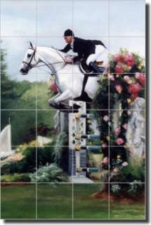 Crawford Horse Equestrian Jumper Ceramic Tile Mural Art  