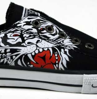 ED Hardy Mens lowrise PANTHER Tiger shoes Black NEW  