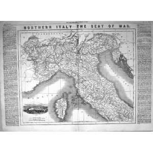  1859 PLAN NORTHERN ITALY SEAT WAR CORSICA MEDITERRANEAN 