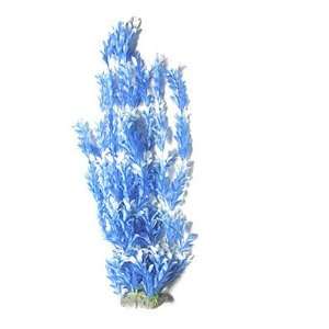   Fish Tank White Blue Plastic Underwater Plants Ornament: Pet Supplies
