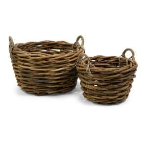  Capuchin Round Oversized Rattan Baskets   Set of 2