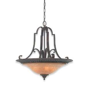   24 Manchester Hall Chandelier Palladio Bronze with Amber Etched Globes