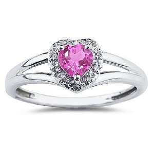  Heart Shaped Pink Topaz and Diamond Ring: SZUL: Jewelry